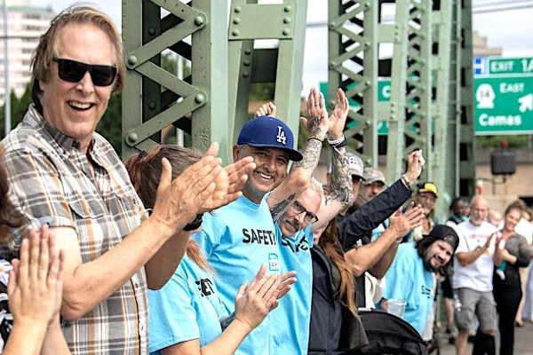 Hundreds Join Hands Across the Bridge to Celebrate Sobriety